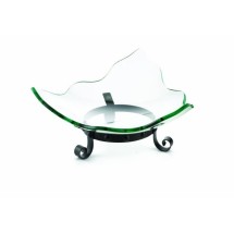 TableCraft FN1717 Blackwell Triangle Glass Bowl & Round Black Rack 17" x 17" x 7"