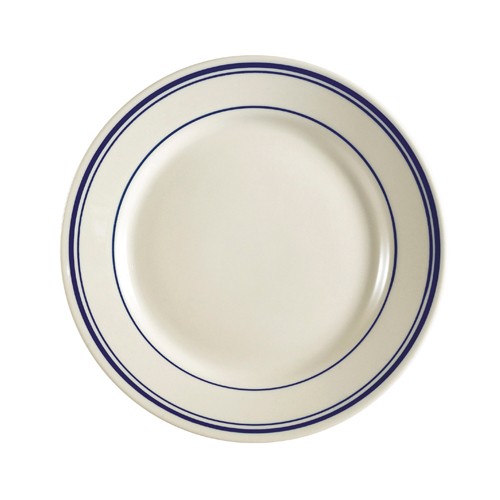 CAC China BLU-7 Blue Line Rolled Edge Appetizer / Salad Plate 7 1/8"