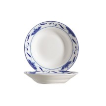 CAC China 103-38 Blue Lotus Rim Soup Plate 8 oz.