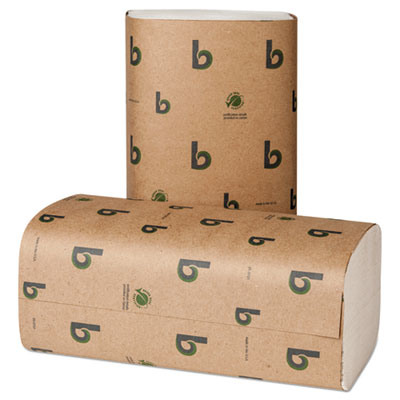 Boardwalk Green Single-Fold Towels, Natural White,9 1/8x10 1/4, 250/Pk,16 Pks/Carton