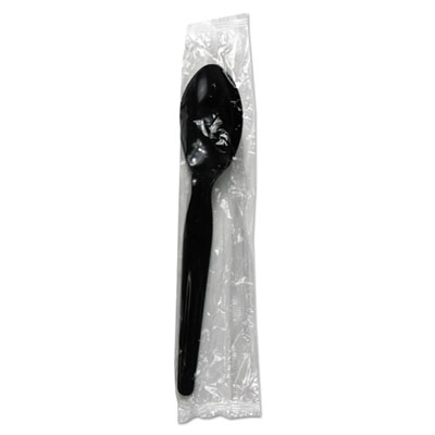 Boardwalk Heavyweight Wrapped Polystyrene Teaspoon, Black, 1000/Carton
