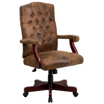 Flash Furniture 802-BRN-GG Bomber Brown Classic Executive Swivel Office Chair with Arm