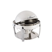 Bon Chef 10001CH Manhattan Round Roll Top Chafer with Vented Lid and Chrome Accents 8 Qt..