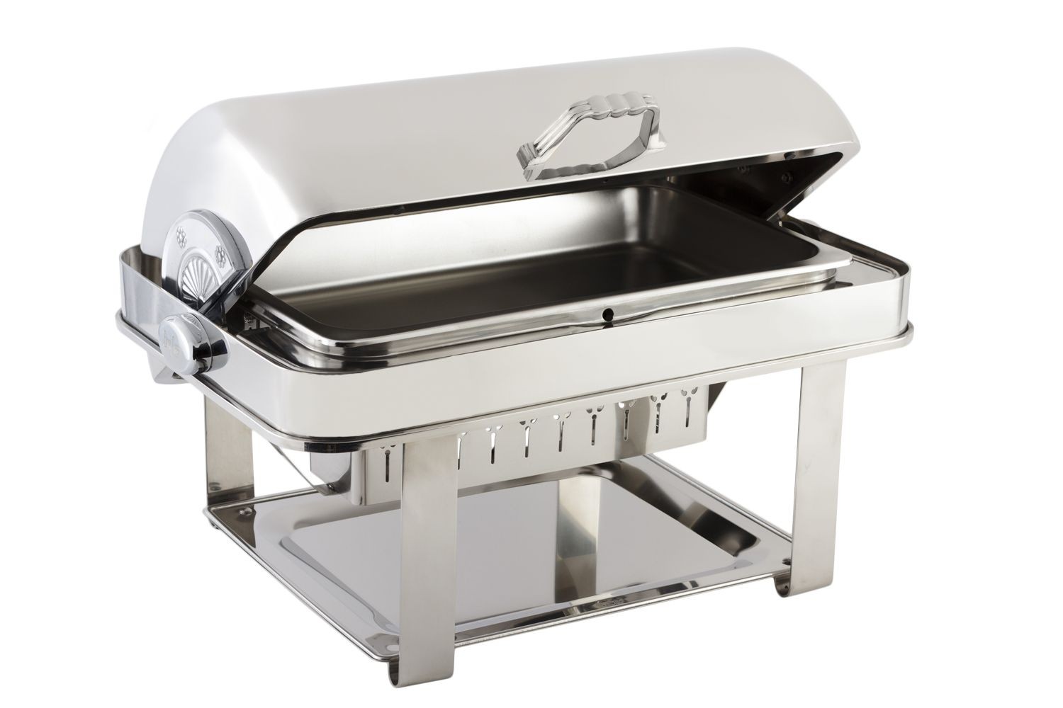Bon Chef 12004CH Elite Dripless Rectangle Roll Top Chafer with Chrome Accents 8 Qt.