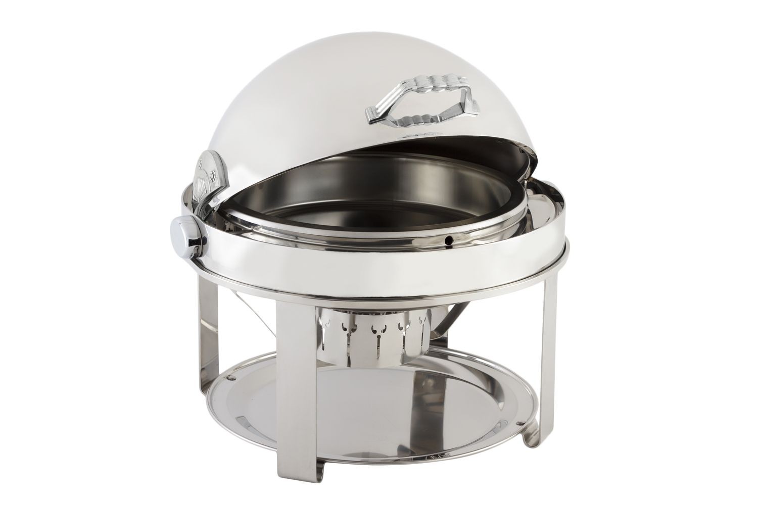 Bon Chef 12010CH Elite Stainless Steel Round Chrome Trim Chafer with Contemporary Legs, 8 Qt.