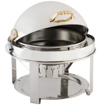 Bon Chef 12010G Elite Stainless Steel Round Gold Plated Accent Chafer with Contemporary Legs, 8 Qt.