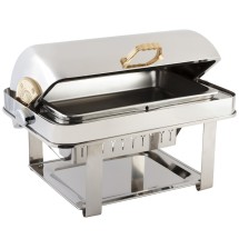 Bon Chef 14004 Elite Dripless Gold Plated Rectangular Chafer with Contemporary Legs, 8 Qt.