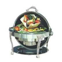 Bon Chef 17000S Elite Dripless Round Chafer with Silver Plated Accents, Renaissance Legs, 3 Qt.