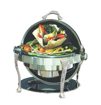 Bon Chef 17000S Elite Dripless Round Chafer with Silver Plated Accents, Renaissance Legs, 3 Qt.