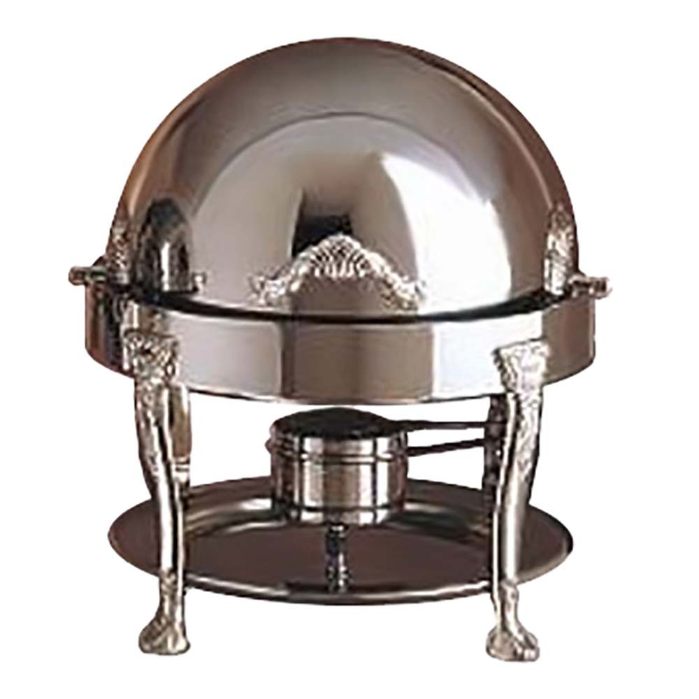 Bon Chef 17014S Petite Dripless Round Chafer with Steel Silver Plated Accents, Renaissance Legs, 3 Qt.