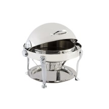 Bon Chef 18000CH Elite Dripless Round Chafer with Chrome Accents, Lion Legs, 8 Qt.
