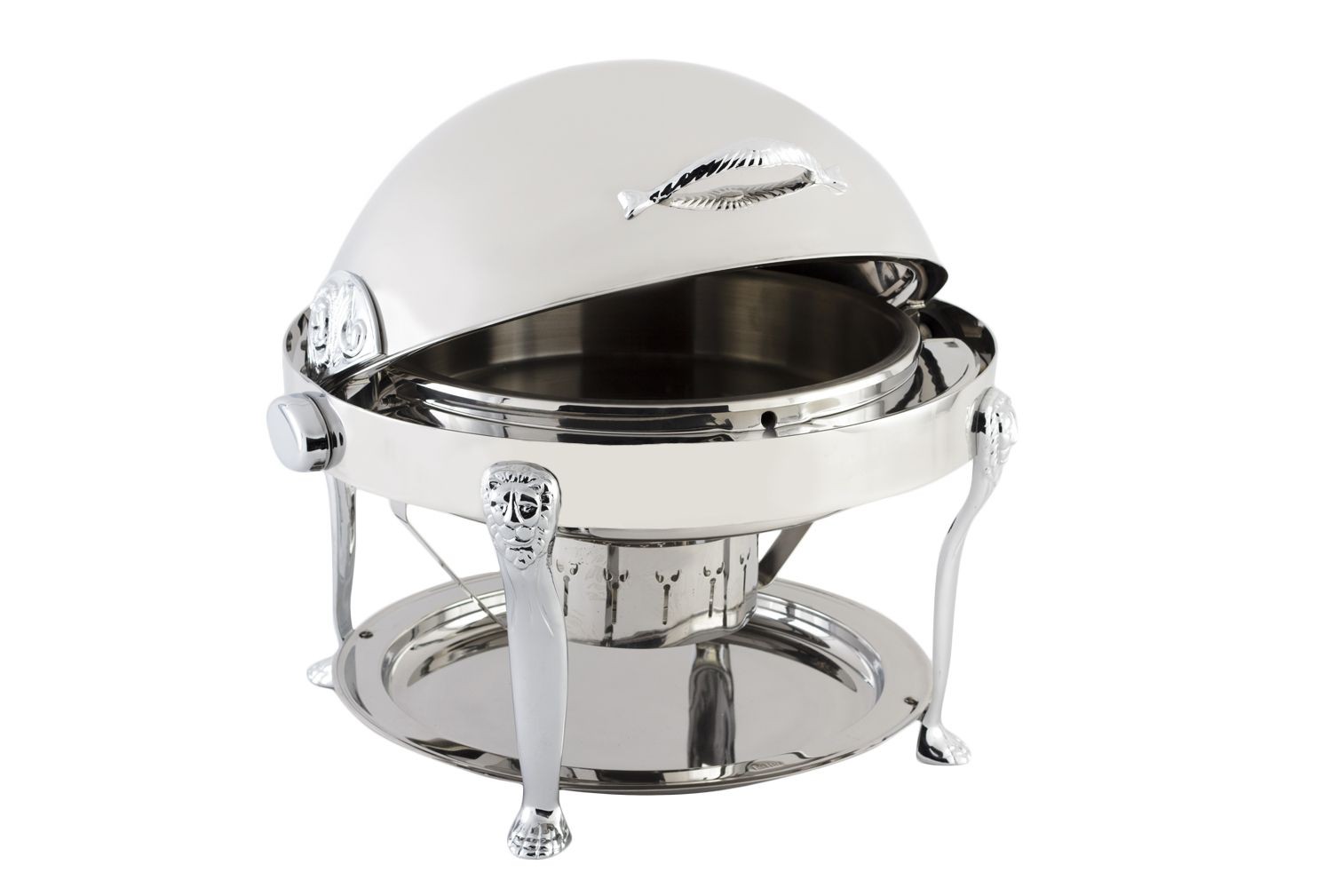 Bon Chef 18000CH Elite Dripless Round Chafer with Chrome Accents, Lion Legs, 8 Qt.
