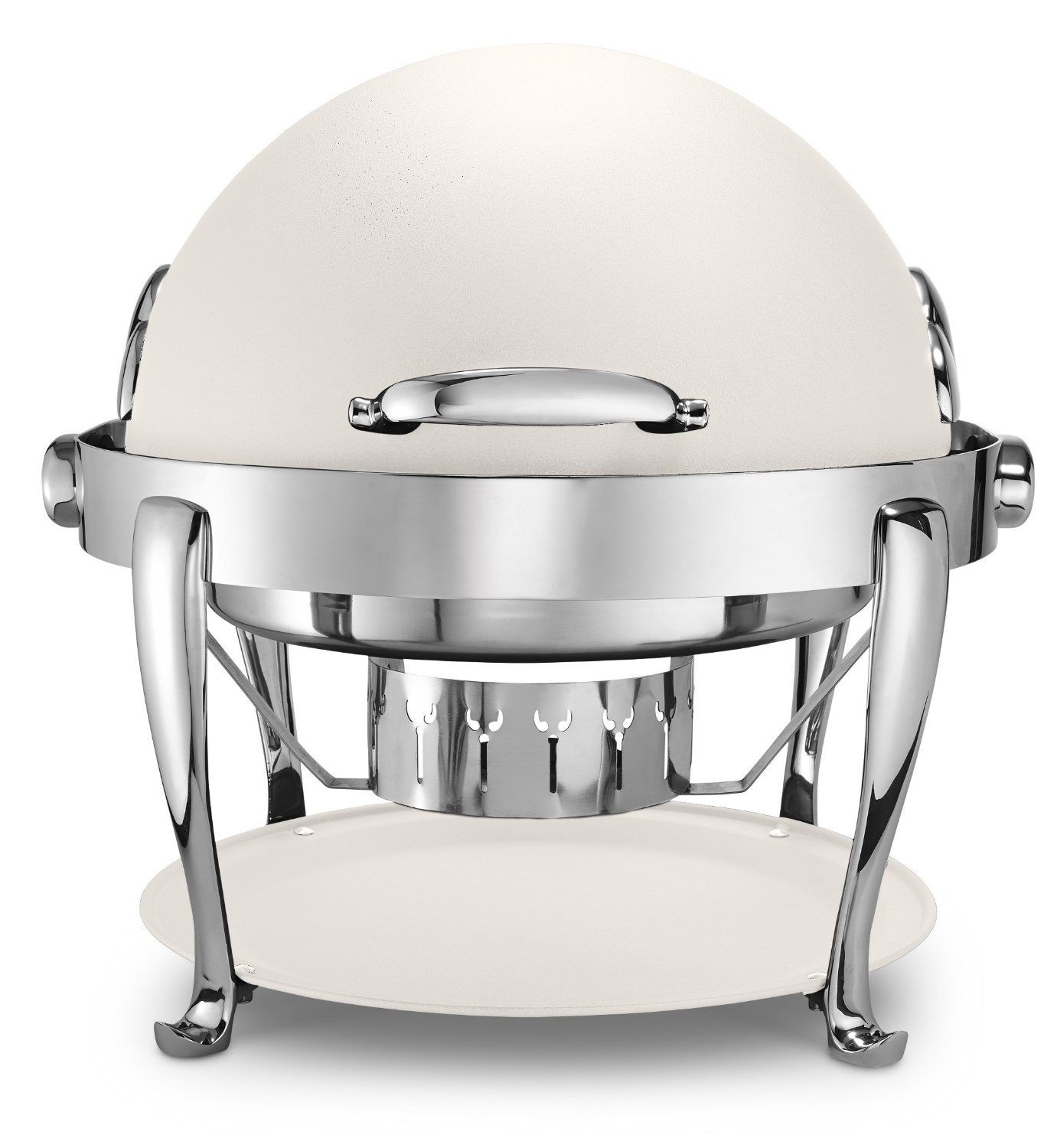 Bon Chef 19000CH-Bianco Elite Dripless Round White Painted and Chafer with Chrome Accents, Roman Legs, 8 Qt.