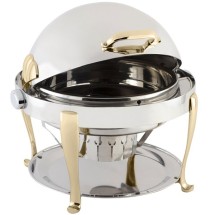 Bon Chef 19000G Elite Dripless Round Chafer with Gold Plated Accents, Roman Legs, 8 Qt.