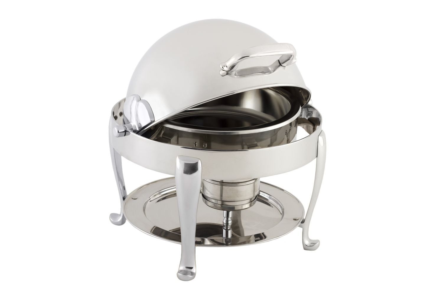 Bon Chef 19014CH Petite Dripless Round Chafer with Chrome Accents and Roman Legs, 3 Qt.