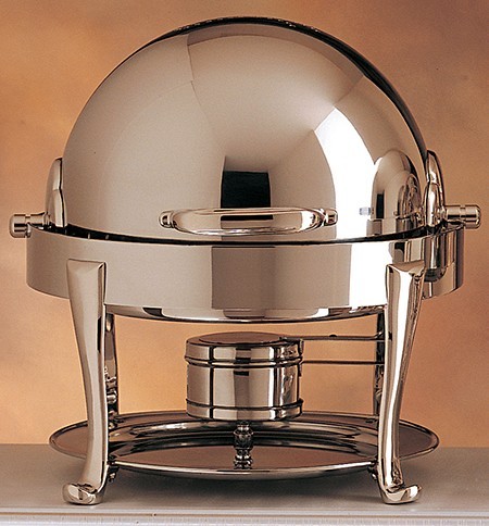 Bon Chef 19014S Petite Dripless Round Silver Plated Finish Chafer with Roman Legs, 3 Qt.