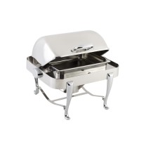 Bon Chef 19150CH Steel Line Petite Rectangular Chafer with Roman Legs and Chrome Trim, 3 Qt.