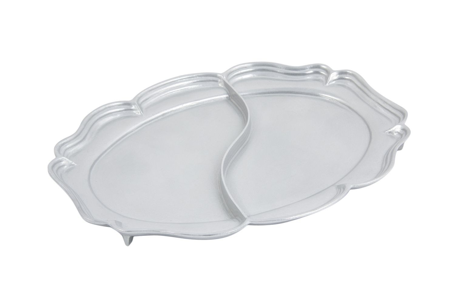 Bon Chef 2028DP Queen Anne Divided Platter, Pewter Glo 14 3/4" x 20"