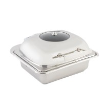Bon Chef 20301 Square Stainless Steel Mini Induction Chafer with Glass Lid, 3 1/2 Qt.