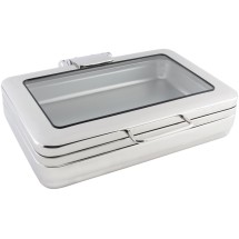 Bon Chef 20307 Stainless Steel Rectangular Induction Chafer with Glass Window, 8 Qt.