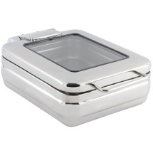 Bon Chef 20308 Stainless Steel Rectangular Half-Size Induction Chafer with Glass Window, 4 Qt.