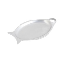 Bon Chef 2035P Fish-Shaped Platter with Cup Holder, Pewter Glo 8 1/2&quot; x 14 1/2&quot;, Set of 6