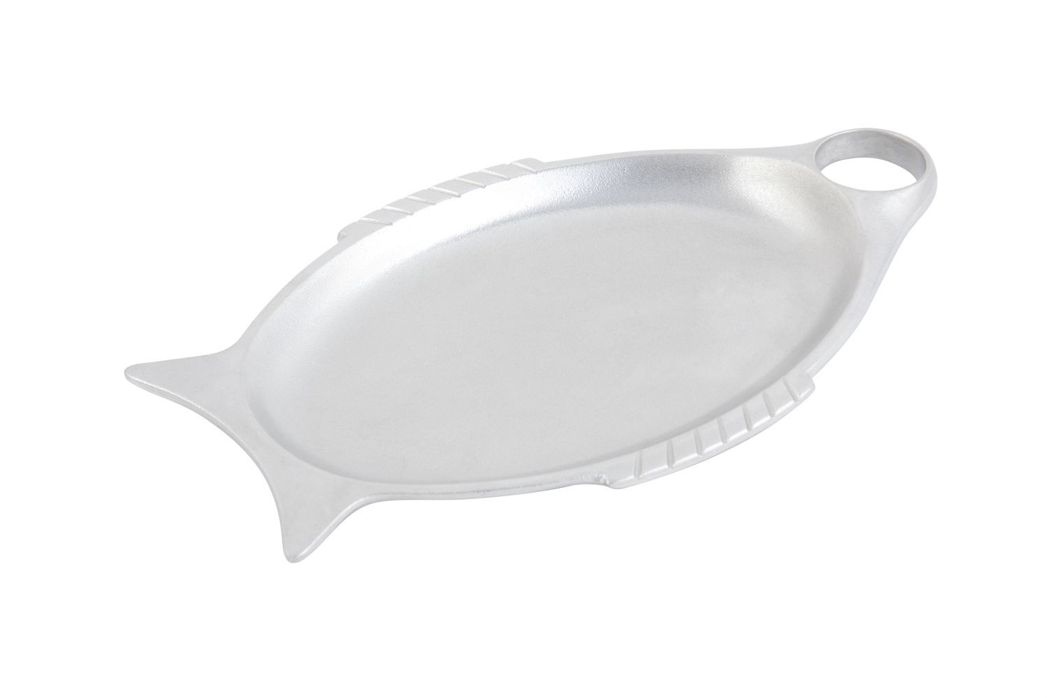 Bon Chef 2035P Fish-Shaped Platter with Cup Holder, Pewter Glo 8 1/2" x 14 1/2", Set of 6