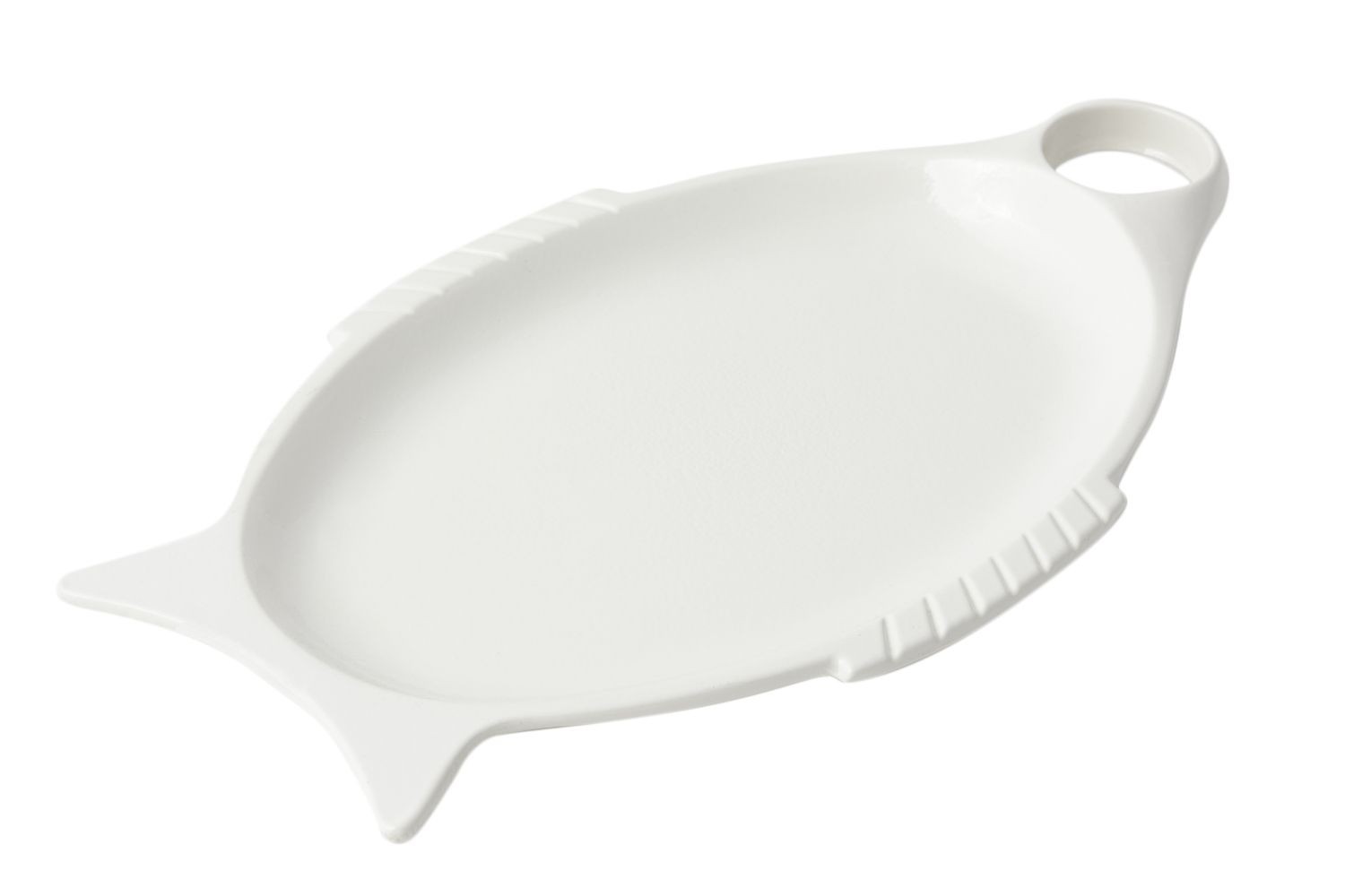 Bon Chef 2035S Fish-Shaped Platter with Cup Holder, Sandstone 8 1/2" x 14 1/2", Set of 6