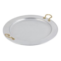 Bon Chef 2050BH&LP Round Serving Tray with Brass Handles, Pewter Glo 22&quot; Dia.
