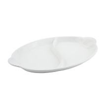 Bon Chef 2074DP Shell Handle Divided Platter, Pewter Glo 15 1/2&quot; x 22 1/2&quot;