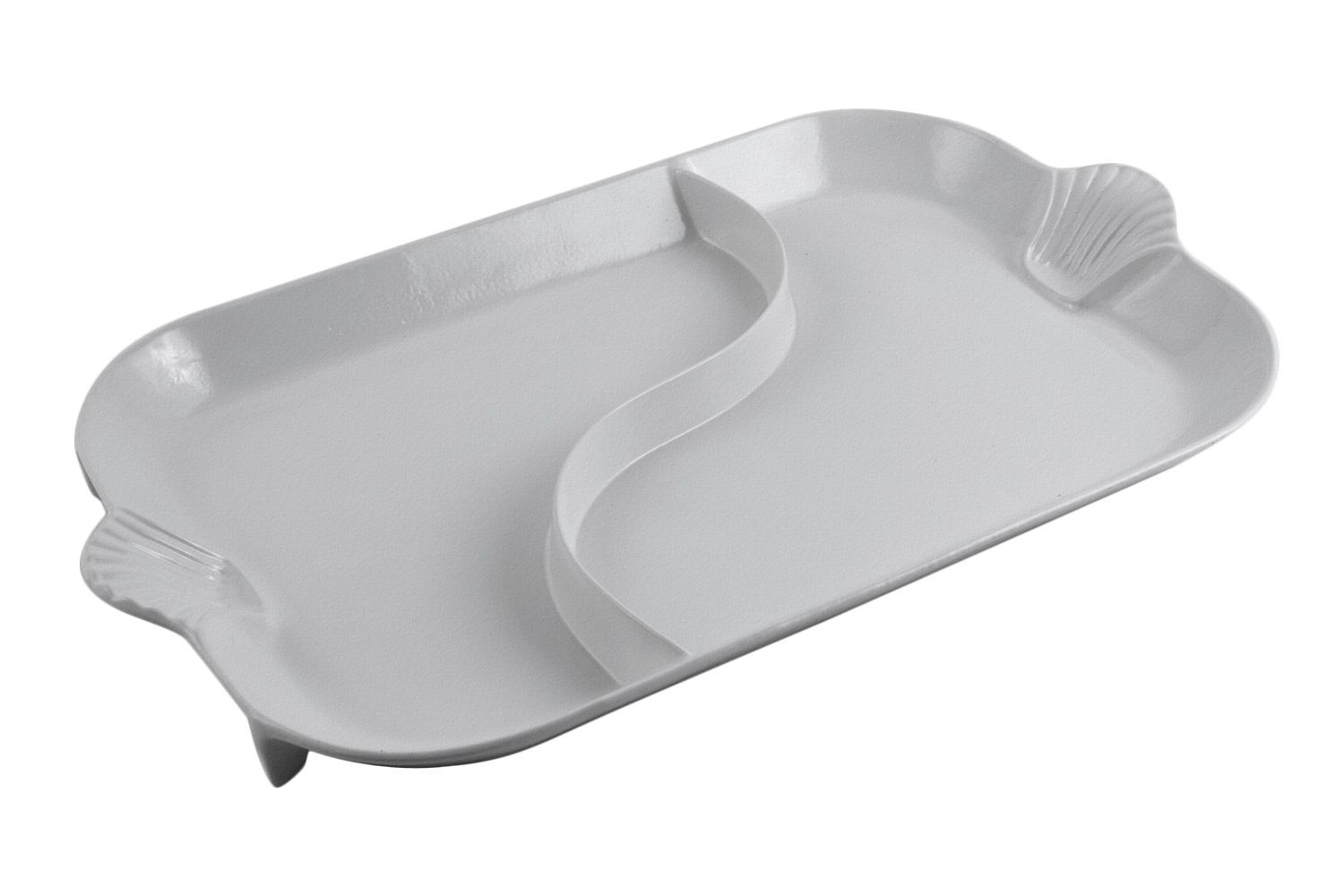 Bon Chef 2095DP Shell Handle Divided Platter, Pewter Glo 15" x 22"