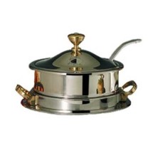 Bon Chef 30002HLCHSC Drop-In Chrome Trim Soupwell with Electric Heater and Hinged Lid, 8 Qt.