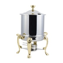 Bon Chef 38001HL Lion Petite Marmite Chafer Tureen with Brass Accents, Hinged Lid  8 Qt.