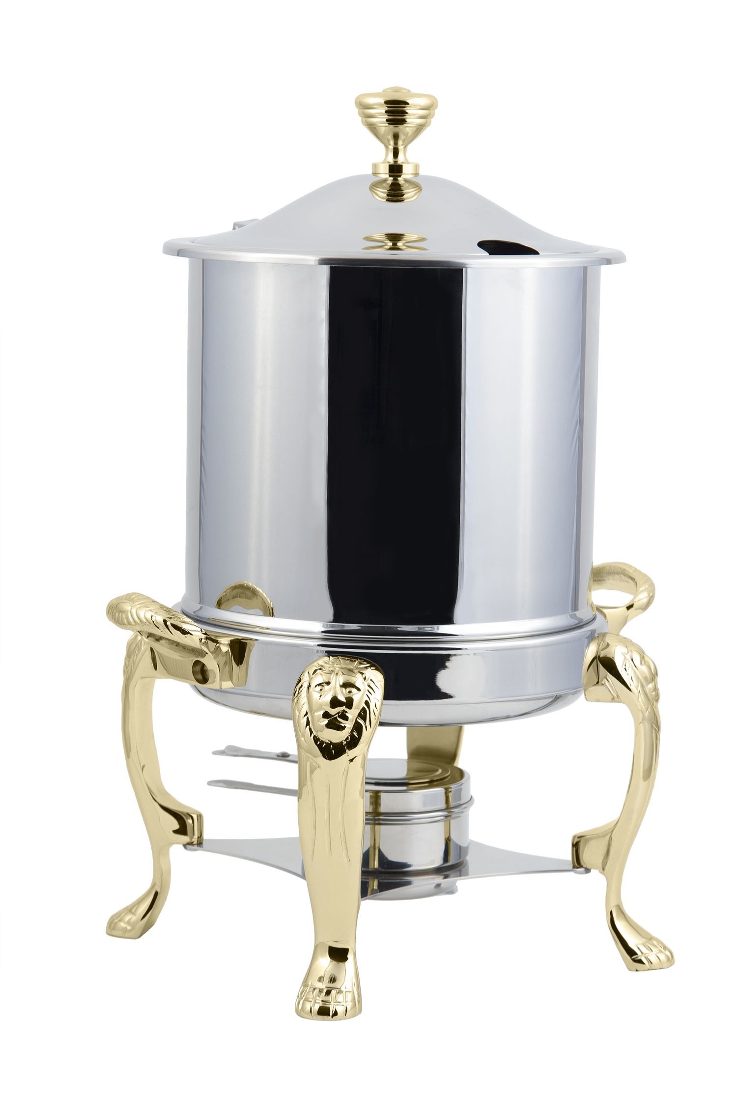 Bon Chef 38001HL Lion Petite Marmite Chafer Tureen with Brass Accents, Hinged Lid  8 Qt.