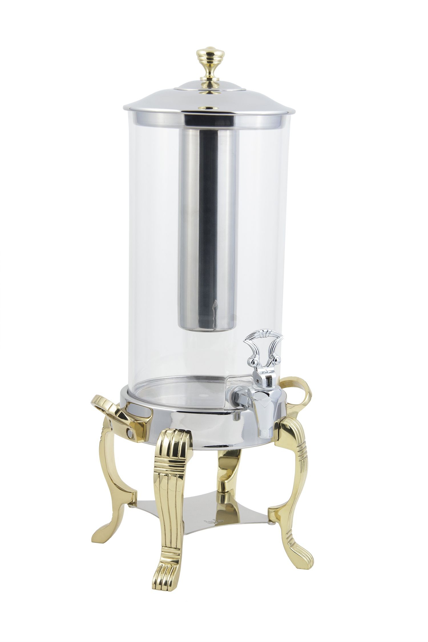 Bon Chef 40500 Aurora Juice Dispenser with Brass Finish. Stainless Steel Ice Chamber, 2 Gallon