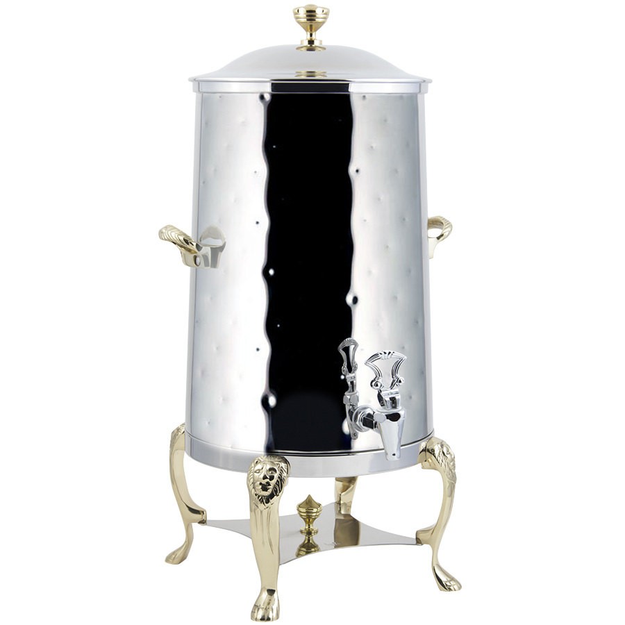 Bon Chef 48003-H-E Lion Electric Coffee Urn with Brass Trim and Hammered Finish, 3 Gallon