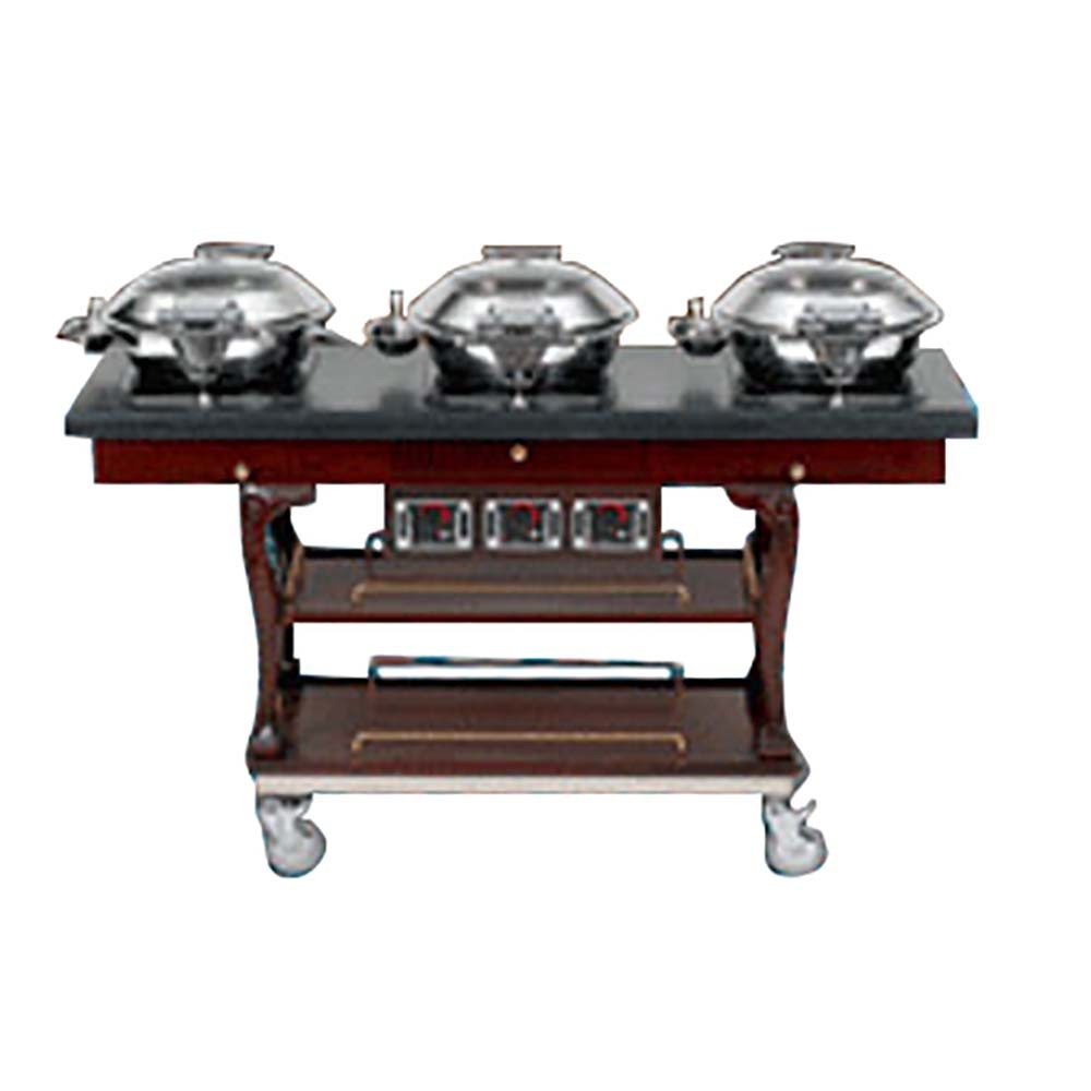 Bon Chef 50063 Induction Cooking Cart with 3 Induction Stoves, 64" x 20" x 36"