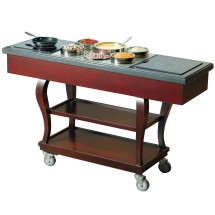 Bon Chef 50064 Traditional Induction Range Cart with 2 110V Stoves, 62&quot; x 20&quot; x 37&quot;