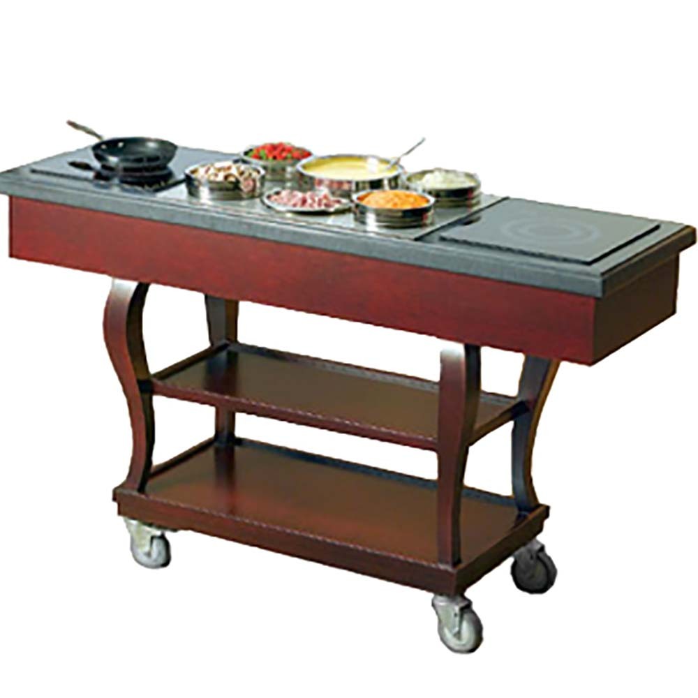 Bon Chef 50066 Contemporary Induction Range Cart with 2 110V Stoves, 62" x 20" x 37"