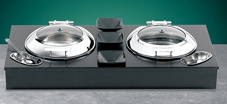 Bon Chef 50116 Portable Chafer Display with Wooden Top, 48" x 24" x 8"