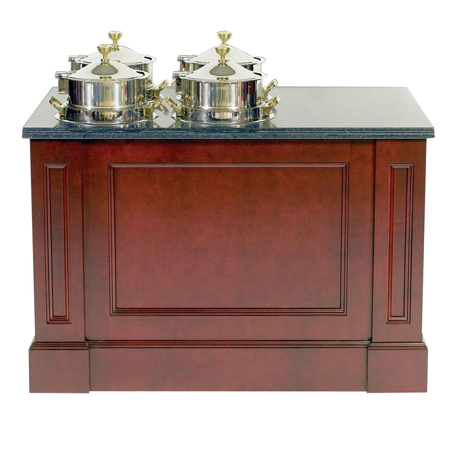 Bon Chef 50155 Recessed Panel Buffet with Corian Top and (4) 30002HL