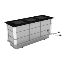 Bon Chef 50160 Contemporary Buffet, Rounded Corners, Recessed Pattern, 3-Built In Induction Stoves