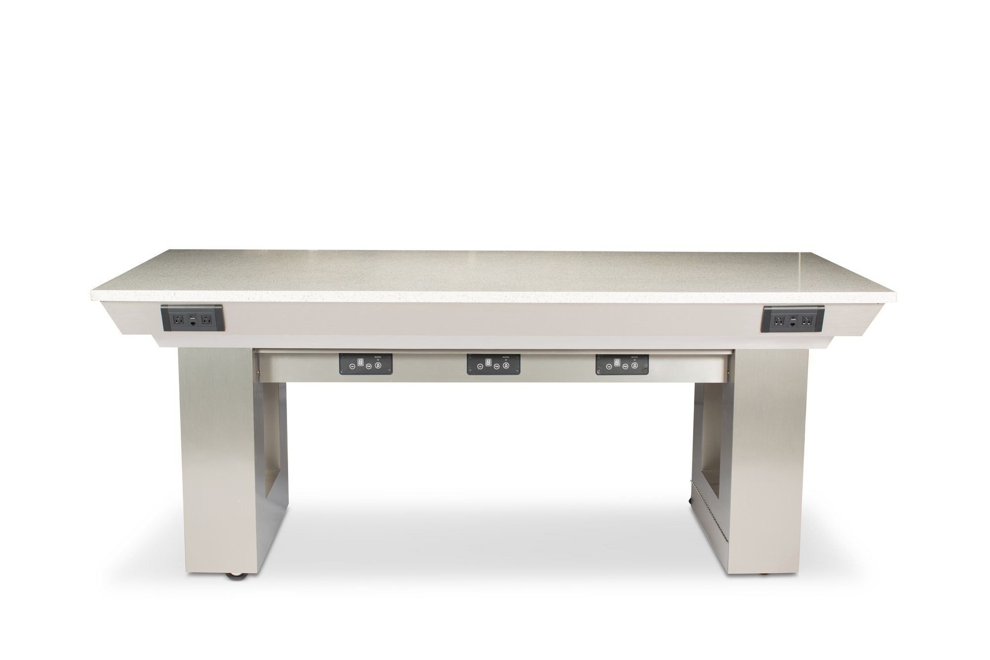 Bon Chef 50180 Mobile Communal Table with 6 Built In Warming Stoves