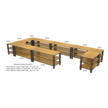 Bon Chef 50181WVWALNUT Small 3-Shelf Flex Table with Walnut Finish, 30&quot; x 30&quot; x 34&quot;