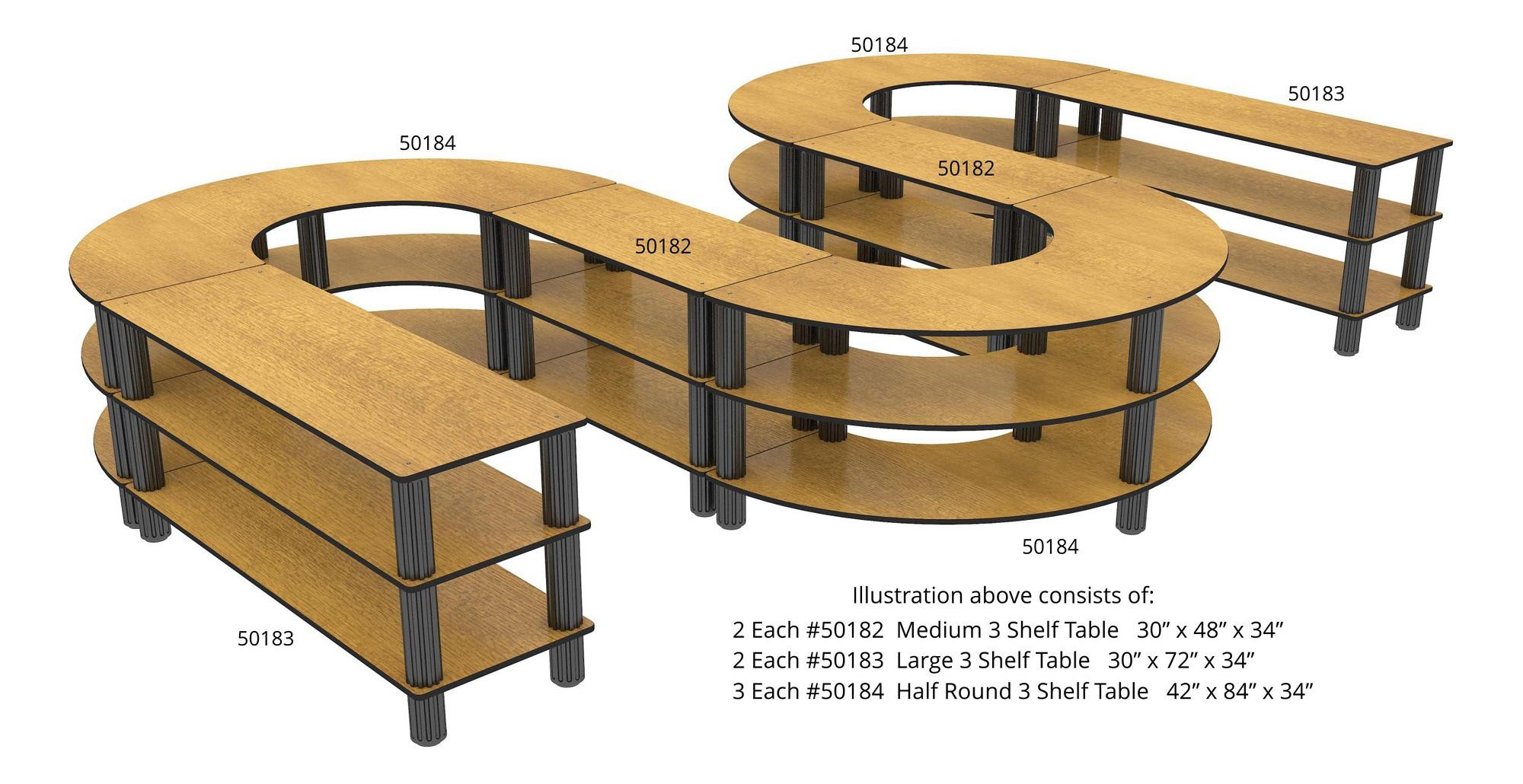 Bon Chef 50182WVMAHOGANY Medium 3-Shelf Flex Table with Mahogany Finish, 30" x 48" x 34"