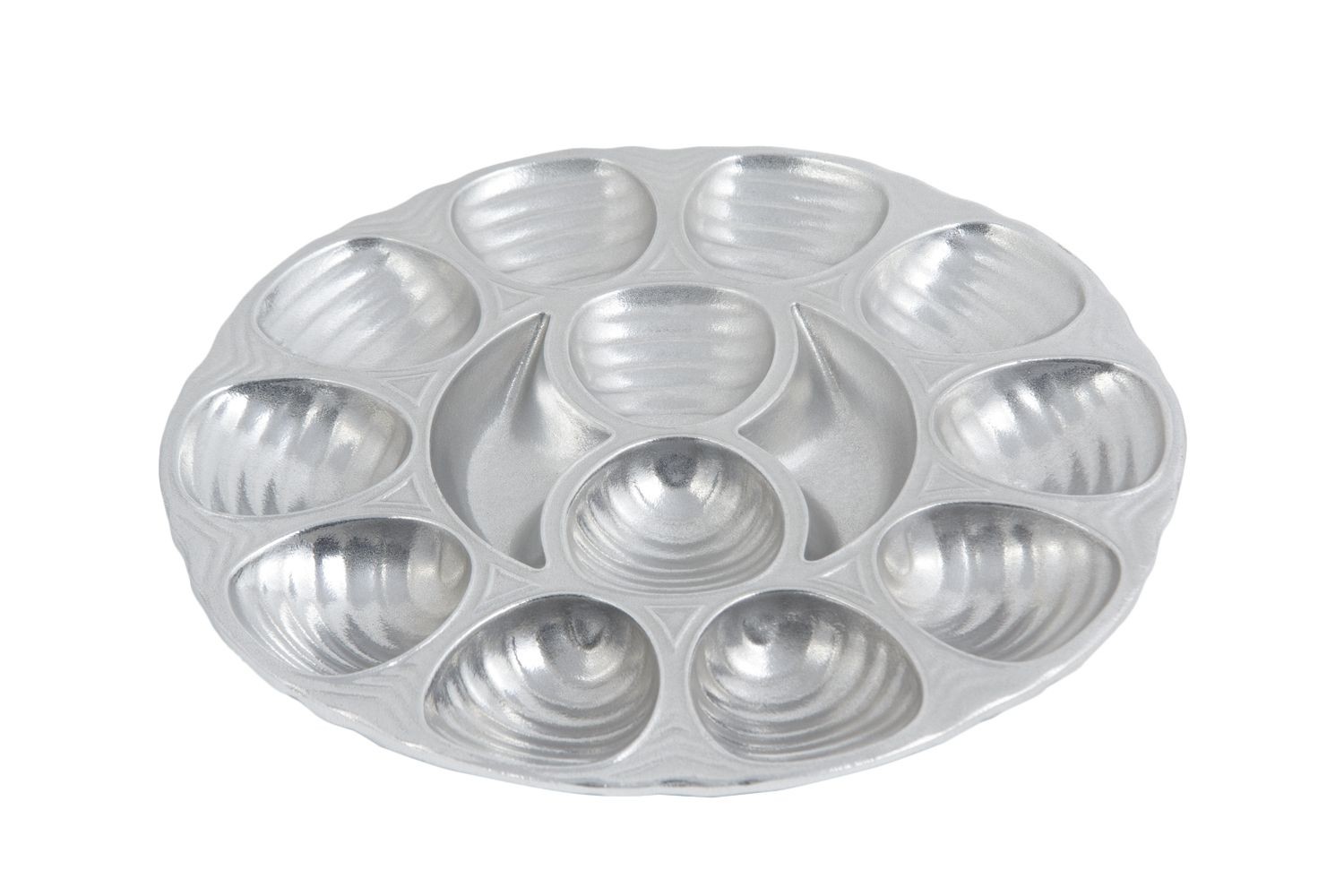 Bon Chef 5022P 12-Hole Oyster Dish, Pewter Glo 11 1/4" Dia., Set of 6