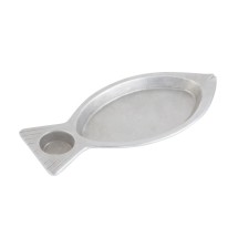 Bon Chef 5038P Oval Fish Platter with Sauce Holder, Pewter Glo 7&quot; x 15 1/4&quot;, Set of 6