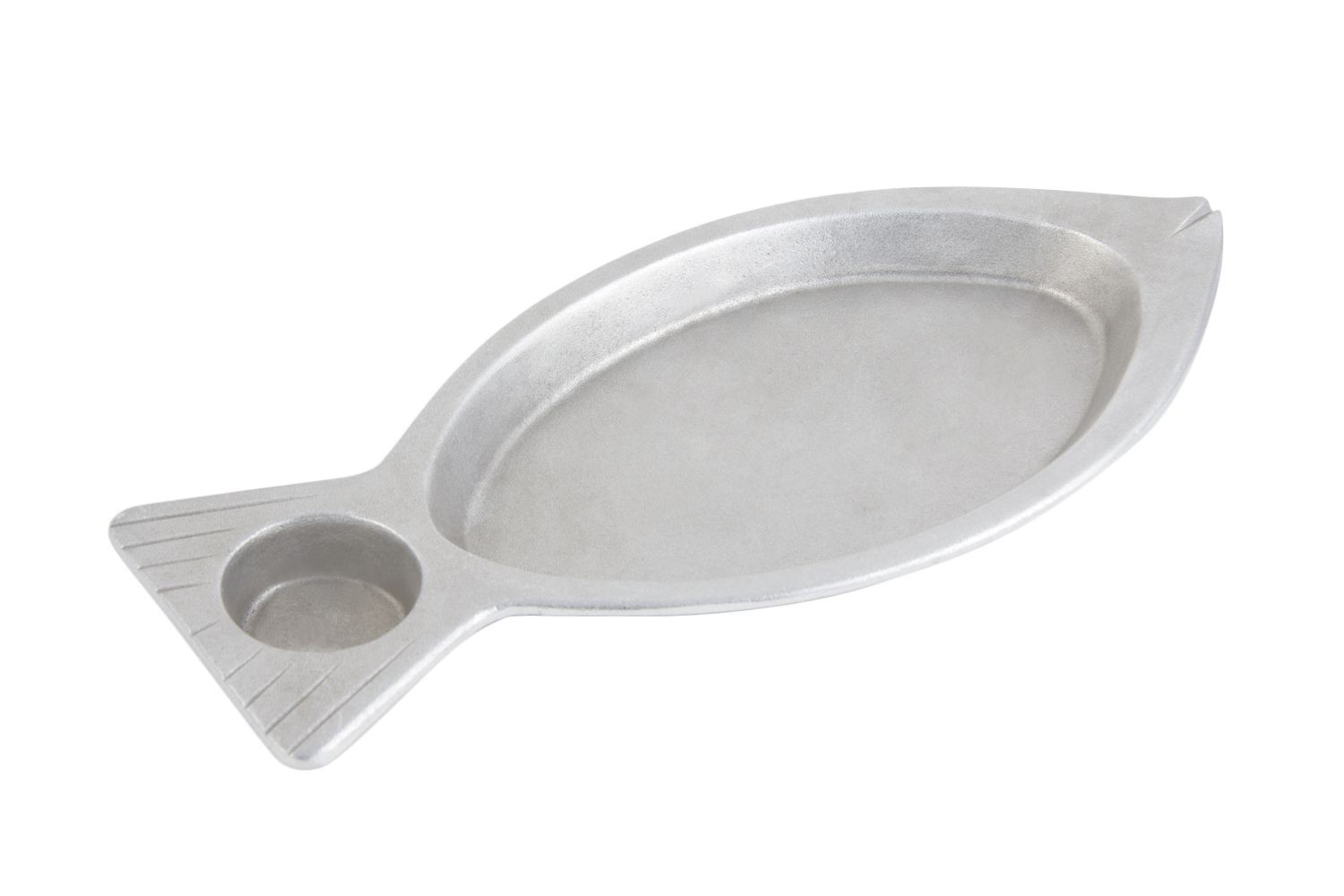 Bon Chef 5038P Oval Fish Platter with Sauce Holder, Pewter Glo 7" x 15 1/4", Set of 6