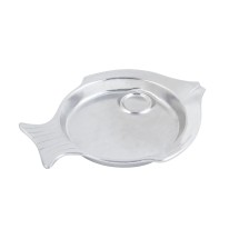 Bon Chef 5039P Round Fish Platter with Sauce Holder, Pewter Glo 15 1/4&quot; Dia., Set of 6