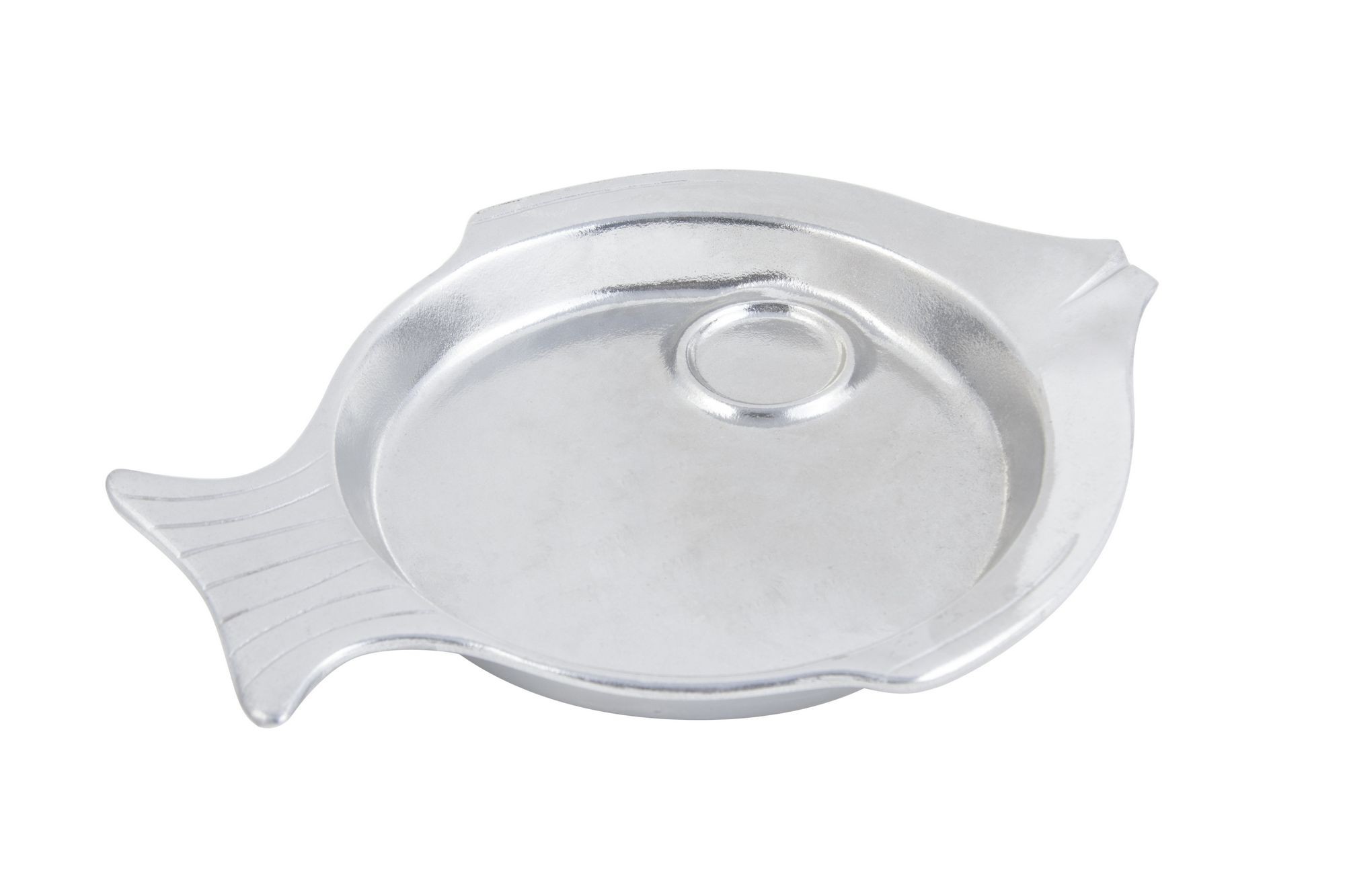 Bon Chef 5039P Round Fish Platter with Sauce Holder, Pewter Glo 15 1/4" Dia., Set of 6